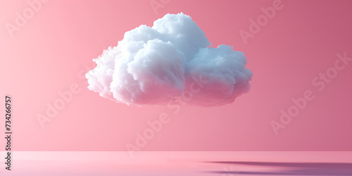 White cloud on pink background. Cloudscape concept photo