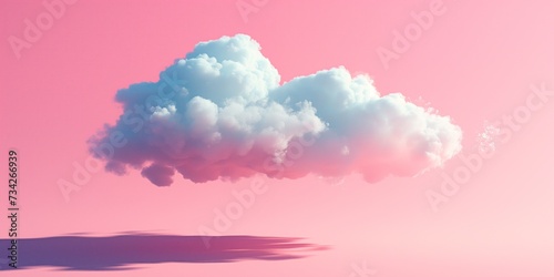 White cloud on pink background. Cloudscape concept photo