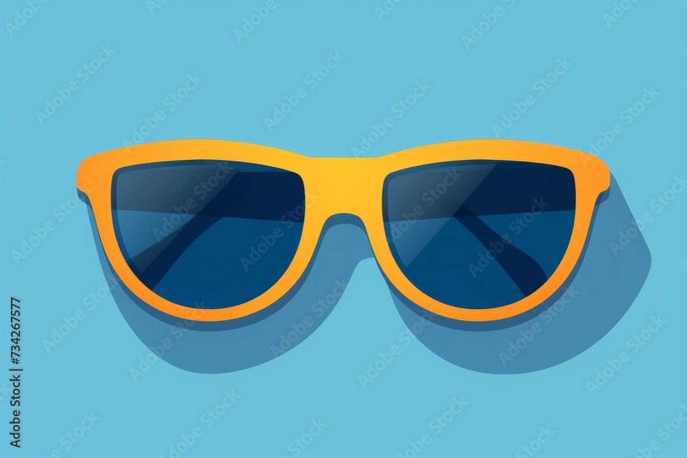 Yellow Sunglasses Against Blue Background Yellow Sunglasses Against Blue Background
