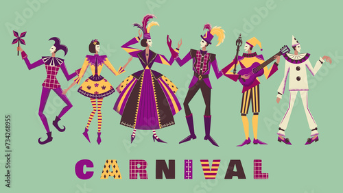 Fotografía Colorful characters of the Venetian carnival