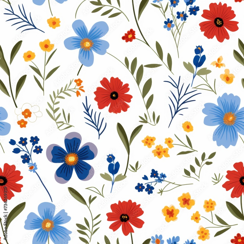 Vibrant wildflowers on clean white background - ideal for spring and nature themes