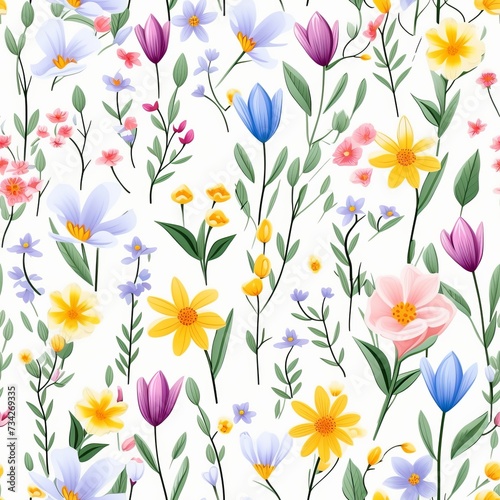 Vibrant assortment of colorful wildflowers on a white background - perfect for nature-inspired floral prints and artwork