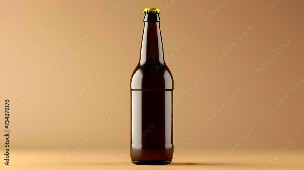 Blank beer bottle mockup on beige background Blank beer bottle mockup on beige background