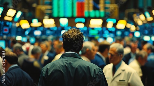 scene of traders on a busy stock exchange floor generative ai