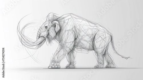 Hand pencil sketch drawing of mammoth the ancient prehistoric animal. photo