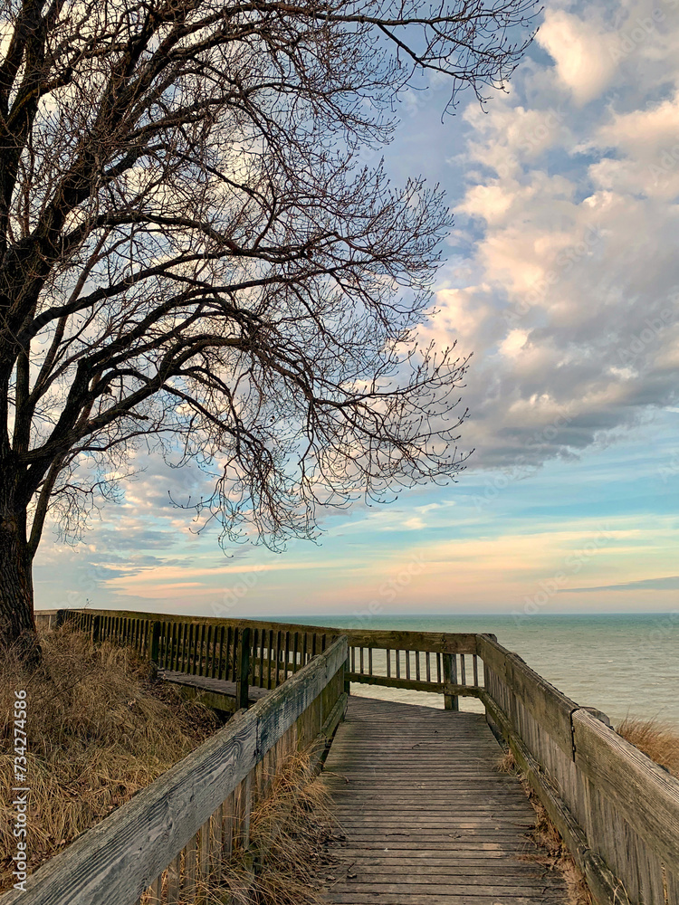 Boardwalk along Lake Michigan at Oval Beach