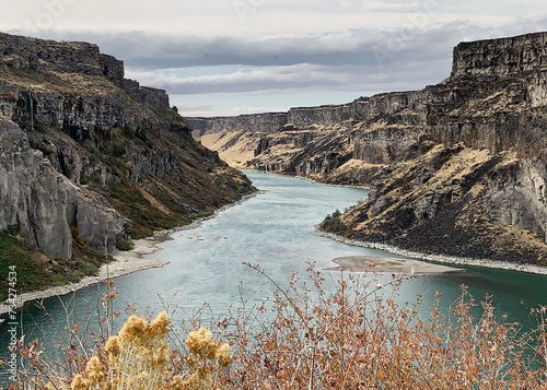 Gorge cut by the Snake River near Twin Falls, Idaho photo