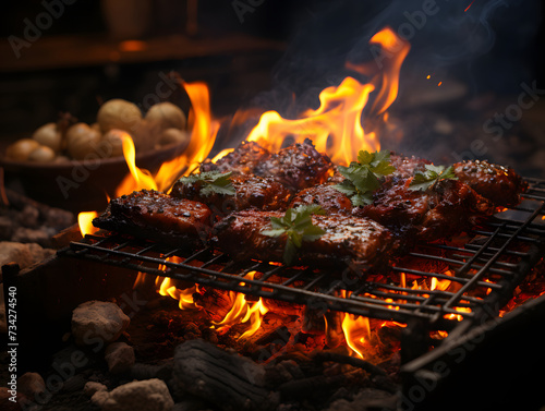 cooking foods over hot coal