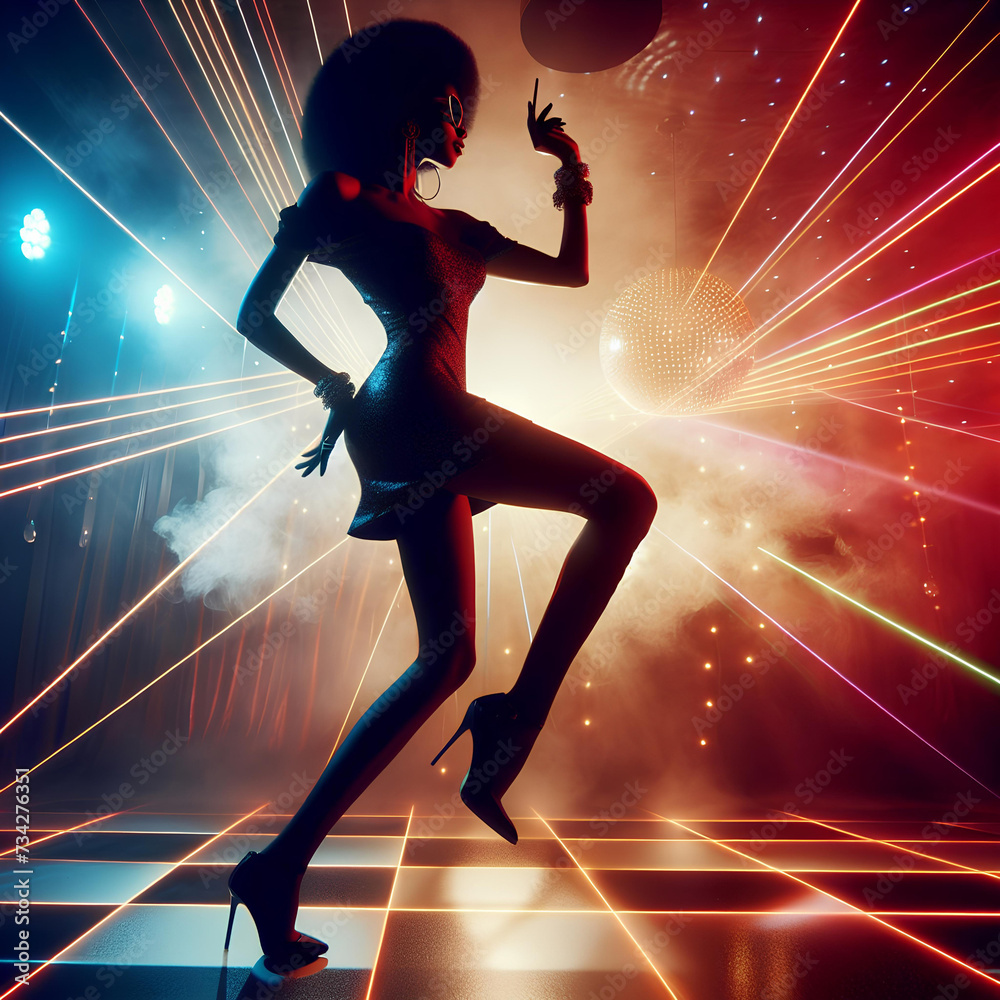 beautiful woman dancing in a nightclub