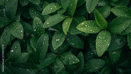 Rain-soaked garden glistens under sunlight, nature's beauty in every drop.
