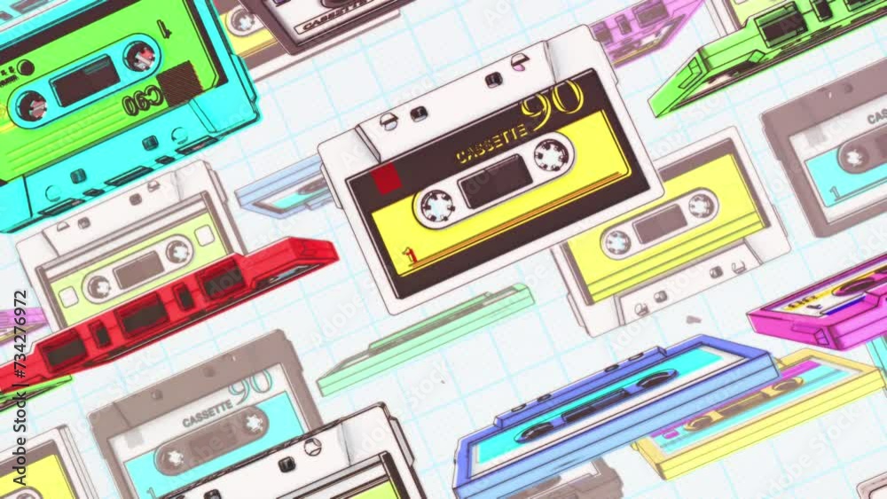 Retro Cassette Tapes Outlines 06