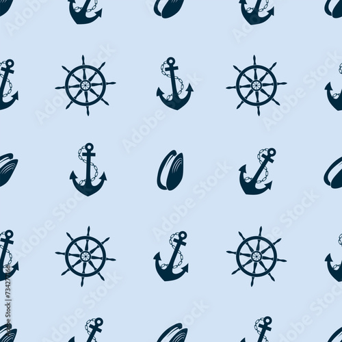 Seamless pattern in a nautical style. It can be used to design marine themes or pages for clippings