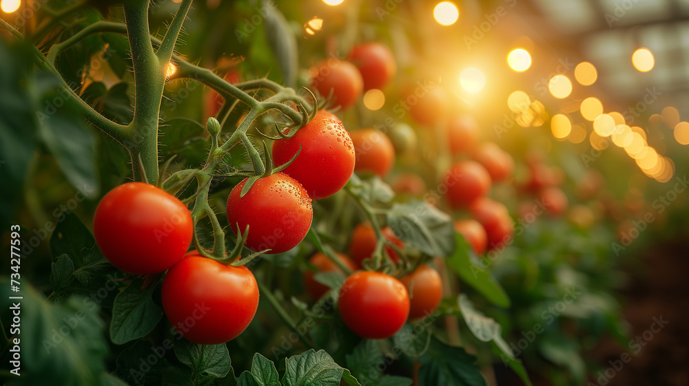 Tomato haven: diverse plants and lush greenery fill the massive greenhouse.