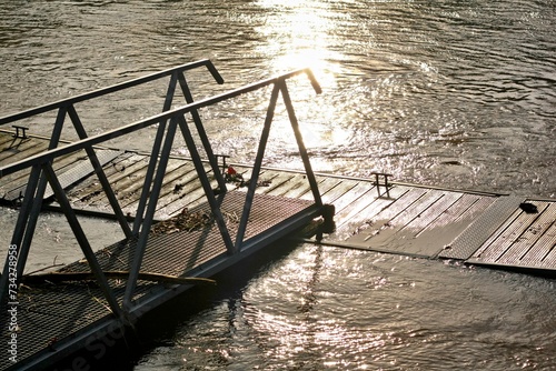 A small jetty on a flooded river