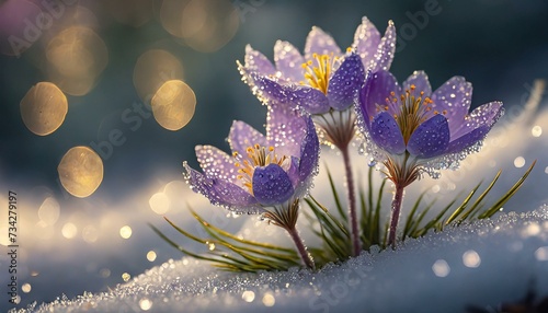 purple crocus species, the harbinger of spring and the beauty of the species that grows in high places