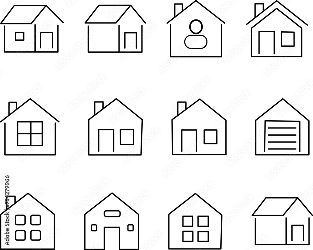 House icons set. Home icon collection. Real estate. houses symbols for apps and websites . Vector illustation