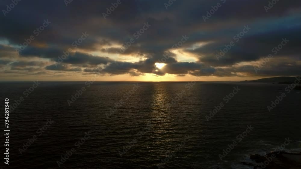 Aerial: Drone Lockdown Idyllic Shot Of Wavy Tranquil Ocean Under Cloudy Sky During Sunset - Newport Beach, California Aerial: Drone Lockdown Idyllic Shot Of Wavy Tranquil Ocean Under Cloudy Sky During Sunset - Newport Beach, California
