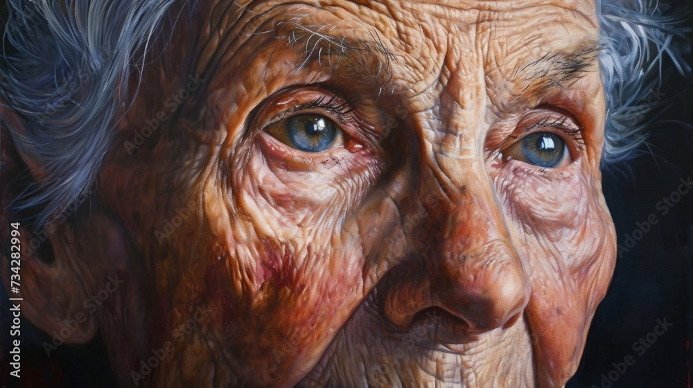 older person, reflecting a lifetime of experiences through art appreciation. generative ai