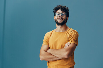 Background man expression portrait looking young happy person adult face confidence guy