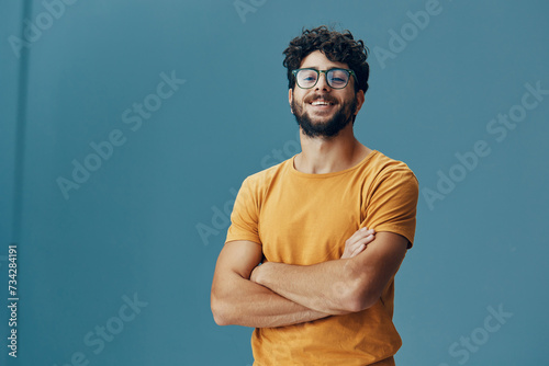 Background man expression portrait looking young happy person adult face confidence guy photo