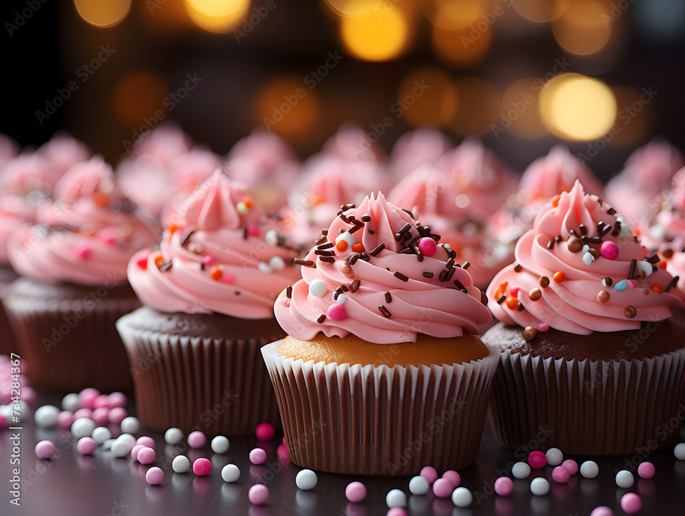 cupcakes on pink background