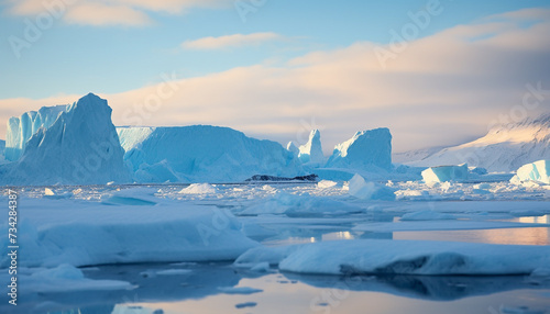 Majestic mountain peak reflects in tranquil arctic waters generated by AI