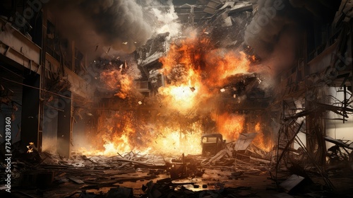 destruction building explosion