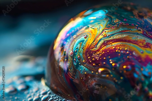 a close up of a colorful object on a surface