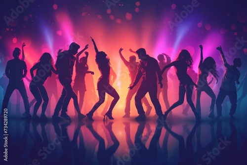 Vector illustration with dancing people.