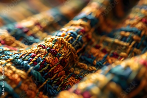 a close up of a multicolored woven material