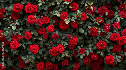Natural background of red roses, generative ai © Francheska