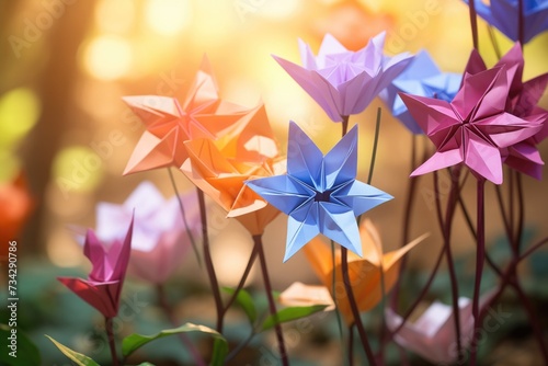 Multi-colored wild flowers in origami technique © Ari