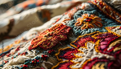 a close up of a multicolored crocheted blanket