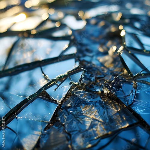 a close up of a broken glass window © KWY