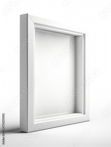 Empty white frame on a white background.