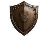a metal shield with a shield on it