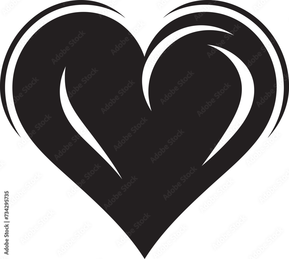 Sleek Vector Heart Elegant Black Decorative Element Graceful Abstract Heart Modern Vector Symbol in Black Sleek Vector Heart Elegant Black Decorative Element Graceful Abstract Heart Modern Vector Symbol in Black