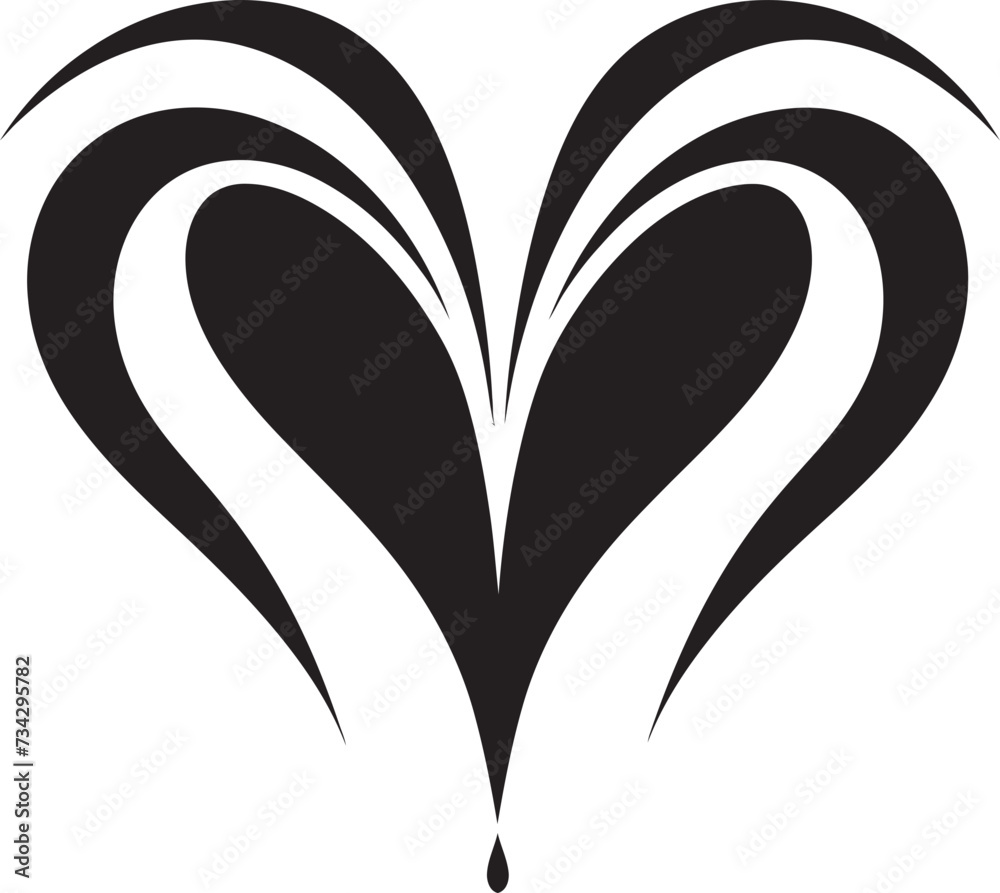 Abstract Love Symbol Refined Vector Graphic Heart Minimalist Heart Icon Sleek Black Abstract Element