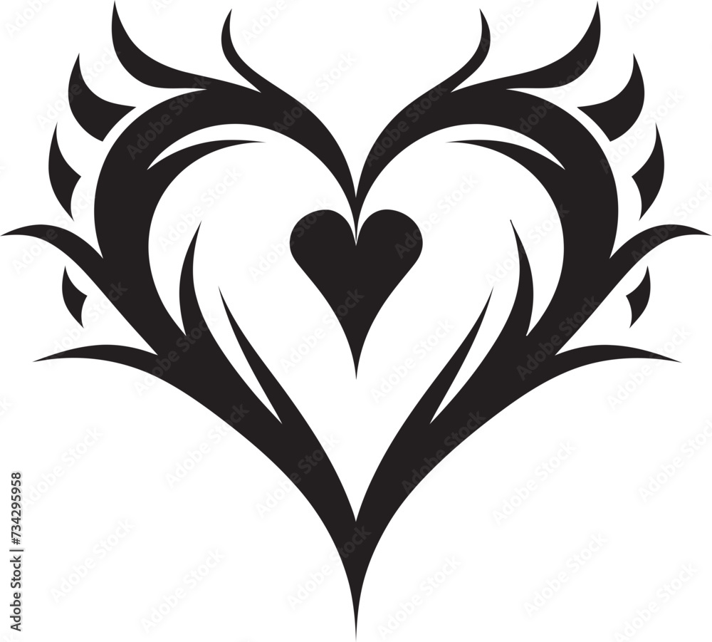 Intricate Heart Silhouette Sleek Black Vector Design Stylish Minimalist Heart Elegant Abstract Decorative Emblem Intricate Heart Silhouette Sleek Black Vector Design Stylish Minimalist Heart Elegant Abstract Decorative Emblem