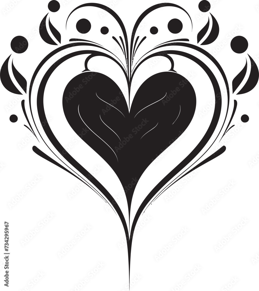 Abstract Love Symbol Contemporary Vector Decorative Icon Minimalist Heart Icon Stylish Black Abstract Design