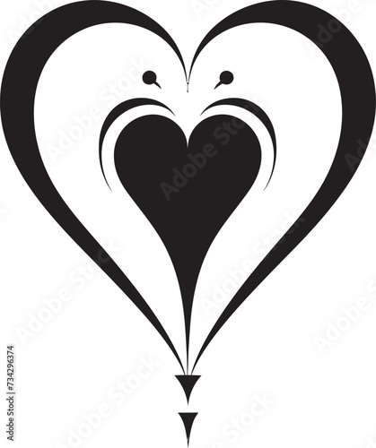 Enigma of Love Elegant Black Heart Symbol in Abstract Vector Shadowed Serenade Stylish Vector Graphics of Black Heart Icon