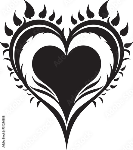 Silhouette Sonata Sophisticated Vector Design of Black Heart Nocturnal Noir Sleek Abstract Black Heart Vector Icon