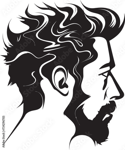 Silhouette Sonata Refined Abstract Man Face Vector Element Mystic Noir Gaze Sophisticated Vector Design of Black Man Face