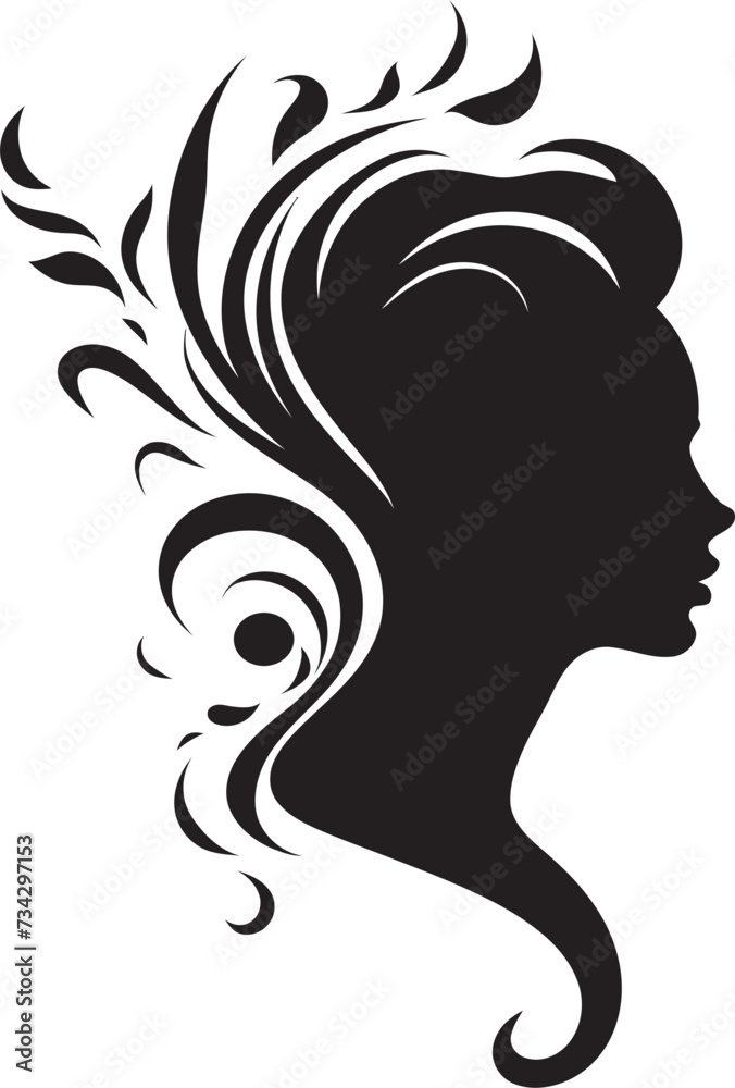 Silent Silhouette Sophisticated Abstract Woman Face Vector Element Gothic Gaze Modern Black Woman Face Icon