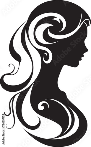 Dark Reflections Elegant Abstract Woman Face Vector Symbol Nocturnal Identity Minimalistic Black Woman Face Vector Graphic