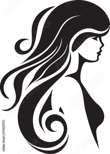 Sleek Silhouette Modern Black Woman Face Vector Design with Abstract Elements Gothic Grace Elegant Abstract Woman Face Vector Icon in Noir Shades