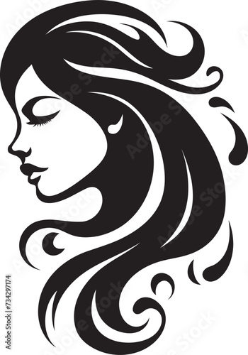 Midnight Serenade Refined Black Woman Face Vector Element in Abstract Style Shadowed Symphony Sophisticated Abstract Woman Face Vector Graphic with Black Hues