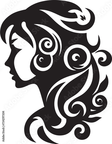 Midnight Serenade Chic Black Woman Face Vector Design with Abstract Touches Shadowed Symphony Intriguing Abstract Woman Face Vector Graphic with Black Hues