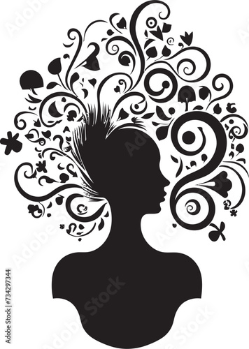 Silent Silhouette Intriguing Abstract Woman Face Icon with Sleek Black Hues Mystic Muse Contemporary Vector Graphics of Black Woman Face in Abstract Presentation
