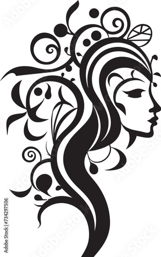 Ethereal Elegance Intriguing Black Woman Face Vector Design with Abstract Embellishments Gothic Grace Contemporary Abstract Vector Graphics of Black Woman Face in Noir Shades